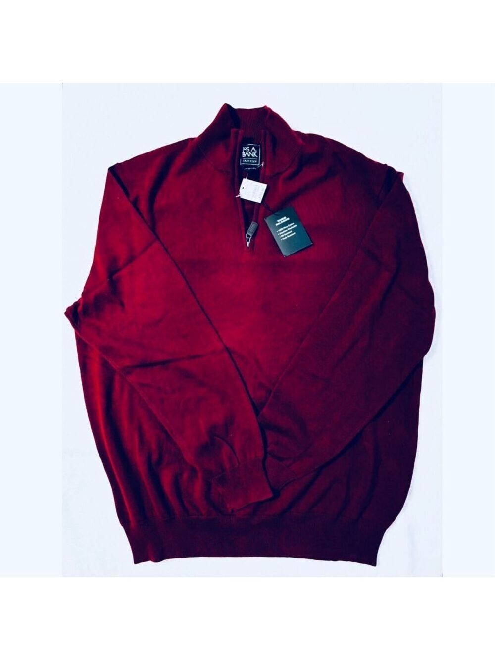 Jos. A. Bank Men's Burgundy Traveler Pima Cotton Sweater NEW WITH TAGS - Picture 2 of 11